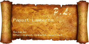 Papszt Lamberta névjegykártya